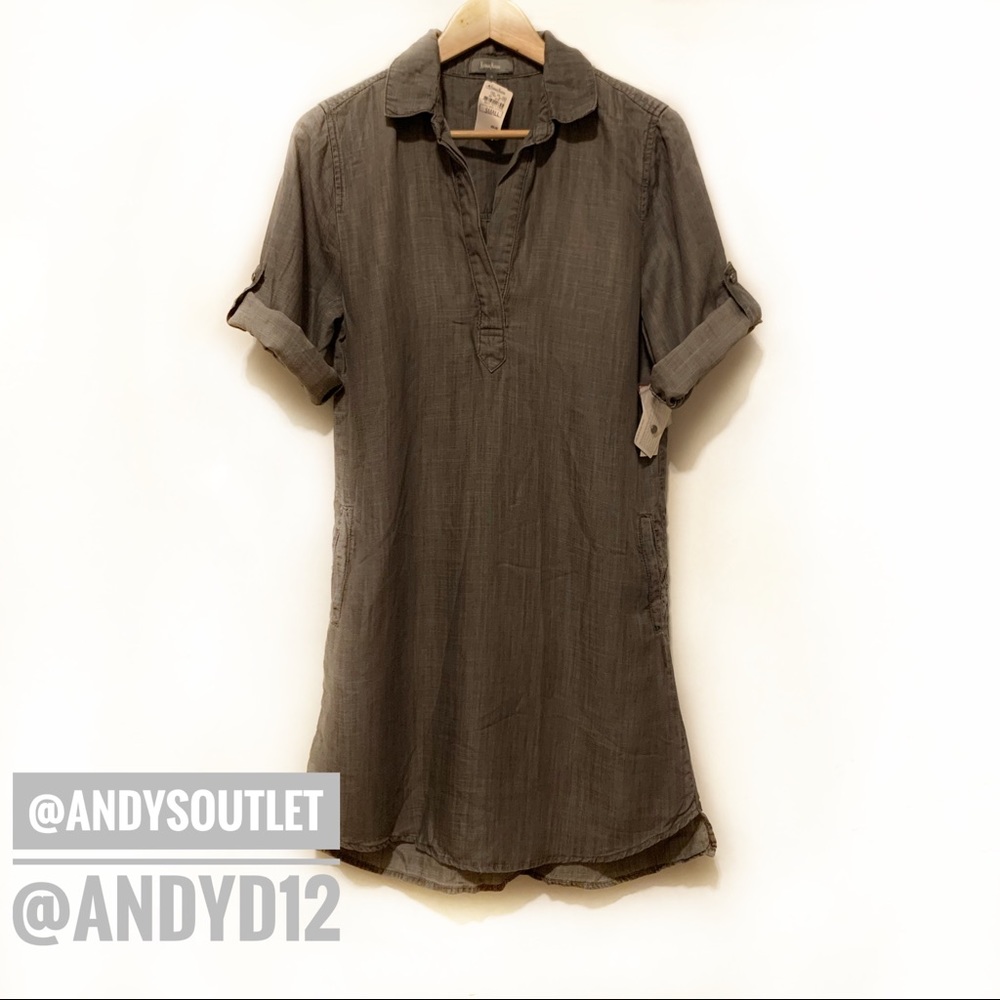 Neiman Marcus Gray Denim Shirt Dress Size Small